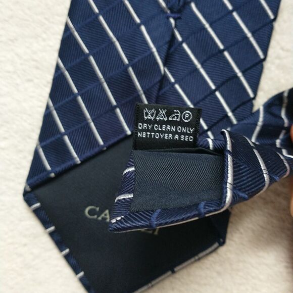 Canali NeckTie Rep Tie Silk Blue White Striped Check Jacquard Italy 3.5x56" - Picture 8 of 8